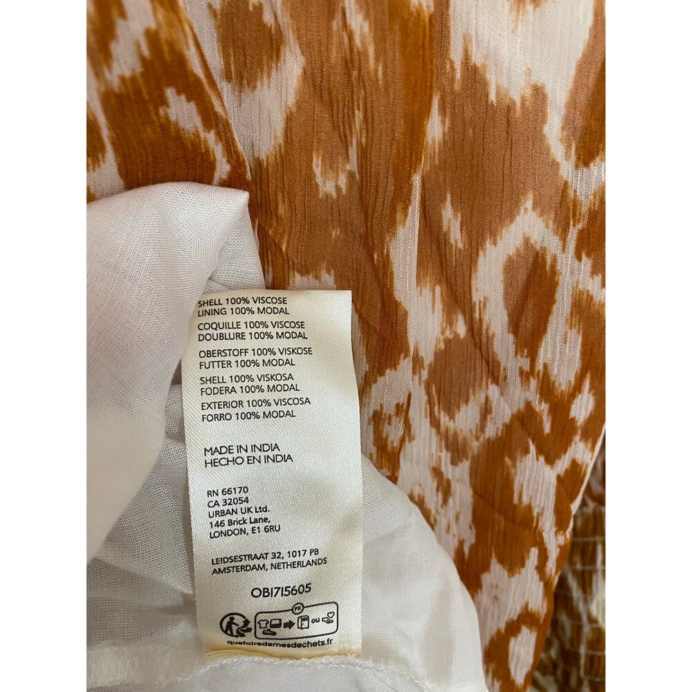 Anthropologie Odetta Ruffled V Neck Maxi Dress Small Honey Orange Boho Cottage - Picture 10 of 13